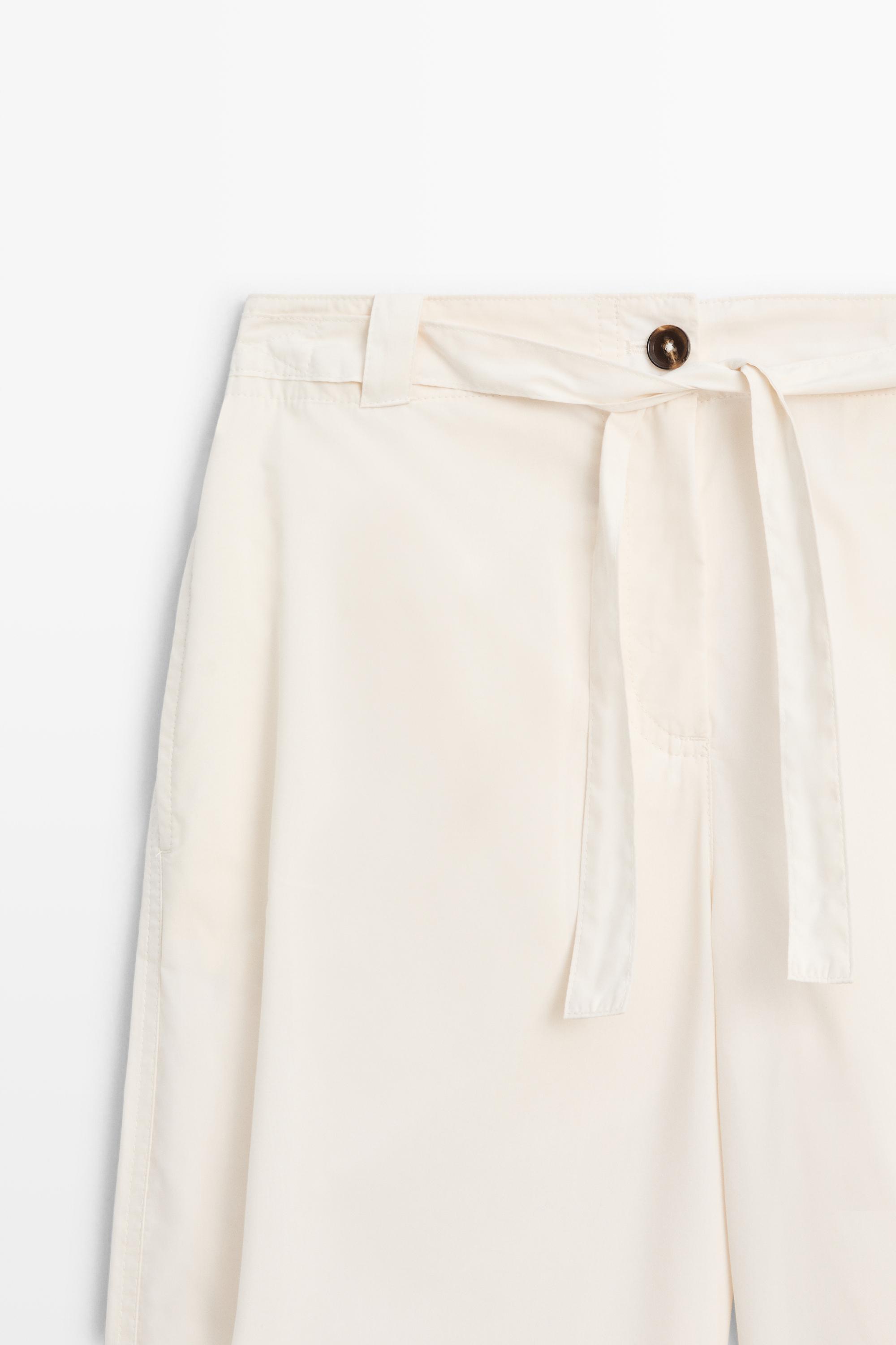 Cotton blend pants with tie detail